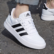 阿迪達斯 （adidas）男鞋2025夏季新款休閑鞋輕便減震鞋子白色潮鞋透氣運動鞋軟底板鞋 經(jīng)典黑色三條紋小白鞋-主推款 43 (265mm)