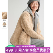 飛鳥(niǎo)和新酒假兩件帶帽外套女保暖2024冬季新款小個(gè)子休閑毛毛外套 駝色HCJ02 S