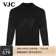 威杰思（VJC） 秋冬男裝新品時尚燙鉆長袖針織T恤D24CA2723 黑色 常規(guī) XL 52