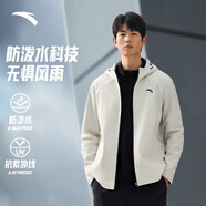 安踏防潑水軟殼衣丨彈力拒水外套男春秋季運動(dòng)夾克行政男裝戶(hù)外風(fēng)衣 【抗紫外線(xiàn)+加絨+防潑+連帽】淺砂灰7602-1 M
