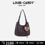 LOUIS.CARDY托特包 logo壓紋雙面大容量單肩包 深啡色