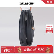 LALABOBO潮流休閑褲男女裝2025夏季新款寬松闊腿時(shí)尚百搭長(zhǎng)褲子RBEB-ZC23 灰色 薄款 M
