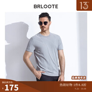 Brloote/巴魯特提花橫機T恤男夏季時(shí)尚休閑圓領(lǐng)修身短袖體恤衫 淺灰 165/88A