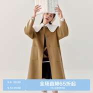 樂町娃娃領后背系帶大衣秋冬甜美毛呢外套C1AAD4231 駝色 S