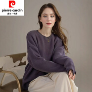 皮爾卡丹（pierre cardin）歐美風(fēng)針織衫2025秋冬新款圓領(lǐng)套頭寬松純色時(shí)尚百搭毛衣女潮大碼 灰色 M