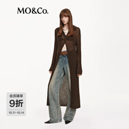 MO&Co.【active系列】針織開衫2025秋新品含馬海毛長款翻領MBE3CAR003 茶褐色 XS /155