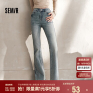 森馬[森柔牛仔]牛仔褲女辣妹顯腿長(zhǎng)喇叭褲春秋拖地褲109524124003