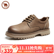 駱駝男鞋休閑牛皮英倫風(fēng)工裝鞋耐磨低幫馬丁靴 P15A201022 黃棕 41