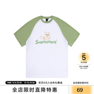SuaMoment抓痕正品國(guó)潮牌情侶寬松休閑短袖T恤尺碼任選限量福袋 024XDX082-白綠 L