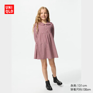優(yōu)衣庫童裝女童格子連衣裙/長袖娃娃領(lǐng)裙子478205 18 暗紅色 160