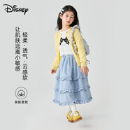 迪士尼女童裙子半身裙春秋薄格紋裙中大童長(cháng)款蛋糕裙TD2EQ052 藍 160