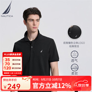 諾帝卡（NAUTICA）【單件直降】男裝夏季棉氨混紡休閑親膚透氣短袖POLO衫男KE3100 黑色0TB（231） L