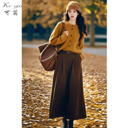 可茵（Keyin）秋冬連衣裙女裝套裝2025年新款韓系時(shí)尚穿搭針織毛衣半身裙子女 毛衣+半身裙 M