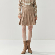 清右【25新款】羊絨裙女半身裙女針織褶皺短裙蓬蓬裙高腰顯瘦羊絨裙 原絨紫 M