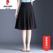 皮爾卡丹a字雪紡黑色半身裙裙子女夏短裙2025新款百褶小個(gè)子春秋半裙中年 黑色(夏季雪紡款)3732 XL 腰圍2尺2