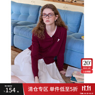 范思藍恩范思藍恩美式復古Polo領針織衫長袖女春2025新款通勤百搭上衣1363 安可拉紅-長袖 M