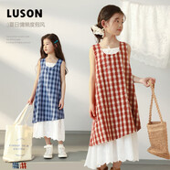 LUSON陳大豬童裝女童連衣裙2025新款洋氣法式格子裙兒童夏季裙子