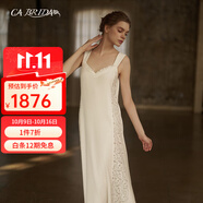 CA BRIDA嘉德麗亞【月光輕吻】睡衣女法式復古天鵝絨吊帶睡裙連衣裙 象牙白 L