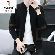 啄木鳥（TUCANO）針織開衫男士棒球服春秋秋季休閑毛衣外套男潮流毛線衣 MK26卡其色 170/L