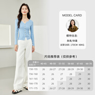 梵希蔓（vimly）休閑通勤高腰白色牛仔褲女2025年夏季新款寬松顯瘦闊腿長(cháng)褲 白色 26
