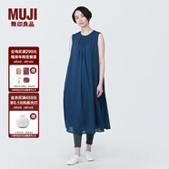 無(wú)印良品 MUJI 女式強捻無(wú)袖連衣裙女裝連身裙子夏季純棉全棉長(cháng)裙BC2JNC4S 藏青色 M (160/84A)
