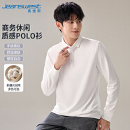 真維斯（Jeanswest）長(cháng)袖POLO衫男2026春季馬年紅色休閑打底衫t恤男白色XL