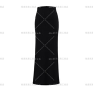 包臀一步裙歐美風(fēng)ins街拍雙層低腰修身包臀長(cháng)裙 螺紋高彈舒適過(guò)膝 黑色 S