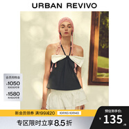 UR2025夏季新款女裝氣質蝴蝶結掛脖系帶打攬吊帶衫UWG250185 深灰花灰 L