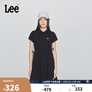 Lee25新品修身版翻領(lǐng)黑色女短袖polo連衣裙顯瘦休閑LWT009861205