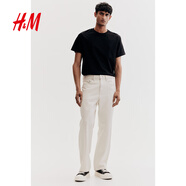 H&M男裝女裝T恤秋季透氣圓領(lǐng)短袖運動(dòng)上衣短袖內搭打底衫0685816 黑色 M 175/100