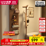 樂系（LEXI）實(shí)木換鞋凳入戶門口鞋柜一體網(wǎng)紅創(chuàng)意小鹿衣帽架 原木色80cm-小鹿換鞋凳-現(xiàn)貨速發(fā)