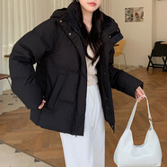 南極人（Nanjiren）羽絨服女短款2025年新款冬季加厚寬松連帽小個(gè)子時(shí)尚甜美學(xué)生外套 經(jīng)典黑 M (建議110-130斤)