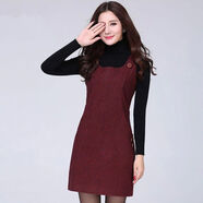 苜戈【毛呢】【80-170斤】秋冬春毛呢連衣裙大碼女裝無(wú)袖馬甲打底 【1099】暗紅（千鳥(niǎo)格） S  建80-92斤胸圍82