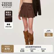 Teenie Weenie小熊半身裙女2025春夏新款潮流甜酷辣妹風(fēng)牛仔短裙 棕色 S 160