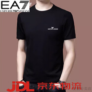 Emporio Armani EA7阿瑪尼男士短袖t恤秋季新款中年高端大碼圓領(lǐng)純·棉上衣體恤衫 黑色2117 3XL 185/(建議175-195斤