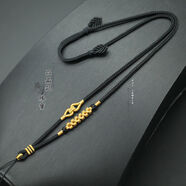 品晶記（PINJINGJI）品晶記diy配飾項鏈金銀玉墜吊墜掛件掛墜手工編織佛牌掛脖繩子藏 3mm八股心心相印桃花結黑繩