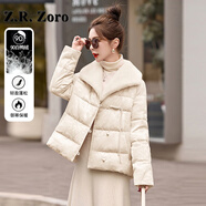 Z.R.Zoro奢侈品羽絨服女2025秋冬新款新中式國(guó)風(fēng)小個(gè)子刺繡提花羽絨服外套 米色 M