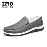 零度Zero官方男鞋2025新款潮流小白鞋防滑套腳一腳蹬男士休閑皮鞋 灰色R1221071 43
