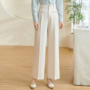 米思陽(yáng)（missshine）米思陽(yáng)2025春季新款百搭時(shí)尚純色休閑褲高腰小個(gè)子直筒長(cháng)褲女0073 杏色現貨直發(fā) S