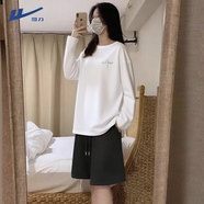 回力白色短袖t恤女正肩2025新款夏裝顯瘦遮肚子休閑長(cháng)袖夏季純棉體恤