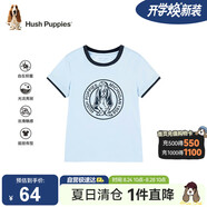 暇步士（Hush Puppies）童裝兒童25夏季圓領短袖T恤男女童款短袖 冰晶藍 130cm