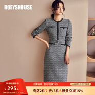 ROEYSHOUSE羅衣小香風粗花呢連衣裙秋冬中長款優(yōu)雅千鳥格法式裙子03468 花色 L