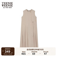Teenie Weenie小熊女裝春夏知識分子寬松無袖百褶連衣裙收腰氣質(zhì)裙 卡其色 S