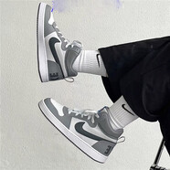 耐克（NIKE）女鞋COURT BOROUGH 簡(jiǎn)版空軍一號(hào) 白紅芝加哥中幫板鞋運(yùn)動(dòng)休閑鞋 839977-009-影子灰 35.5