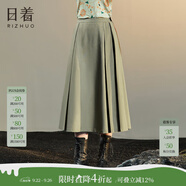 日著（rizhuo）原創(chuàng)設(shè)計(jì)2024秋新款小眾新復(fù)古回潮時(shí)尚高腰綿羊毛百褶半身裙 塵黃 L