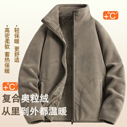 貓人（MiiOW）抓絨衣女男搖粒絨外套秋冬新款毛衫戶外保暖珊瑚絨衛(wèi)衣加絨雙面穿 ky26029 女- 咖啡色 【加厚款】 M