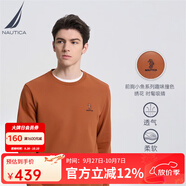 諾帝卡（NAUTICA）【商場(chǎng)同款】男裝春夏款多色全棉親膚柔軟圓領(lǐng)衛(wèi)衣男KO3155 8RF磚桔色（231） M