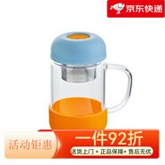 MiGo高顏值玻漓杯帶蓋帶把手杯子大容量耐熱防爆感透明水杯女 雪湖映藍