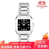 天梭（TISSOT）瑞士海浪系列手表女士手表小方表T02.1.225.51 黑色鑲鉆鋼帶