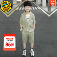 G.DUCKKIDS男童夏裝套裝兒童西裝三件套2022夏季新款小男孩花童禮服寬松休閑 02款西服淺綠色qkcaisg 130 建議身高115-125cm左右8-9歲